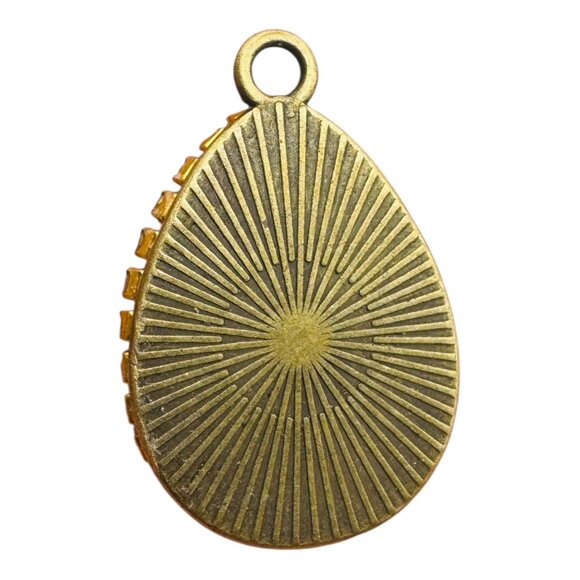 Vintage Bavaria Teardrop Porcelain Pendant With Pink Roses & Rhinestone Trim - Picture 2 of 10